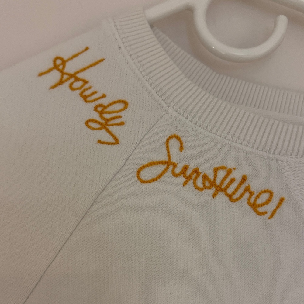 Lucky Brand White Sweater with Gold Embroidery